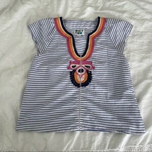 Anthropologie Whit Two XSP Motif Top stripes blue white
